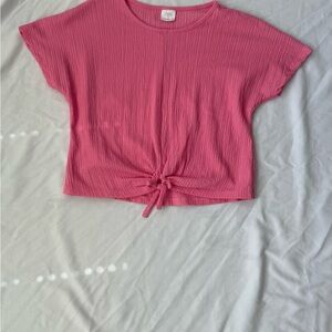 Zara Pink Kids Short Sleeve Tee with Tie Front